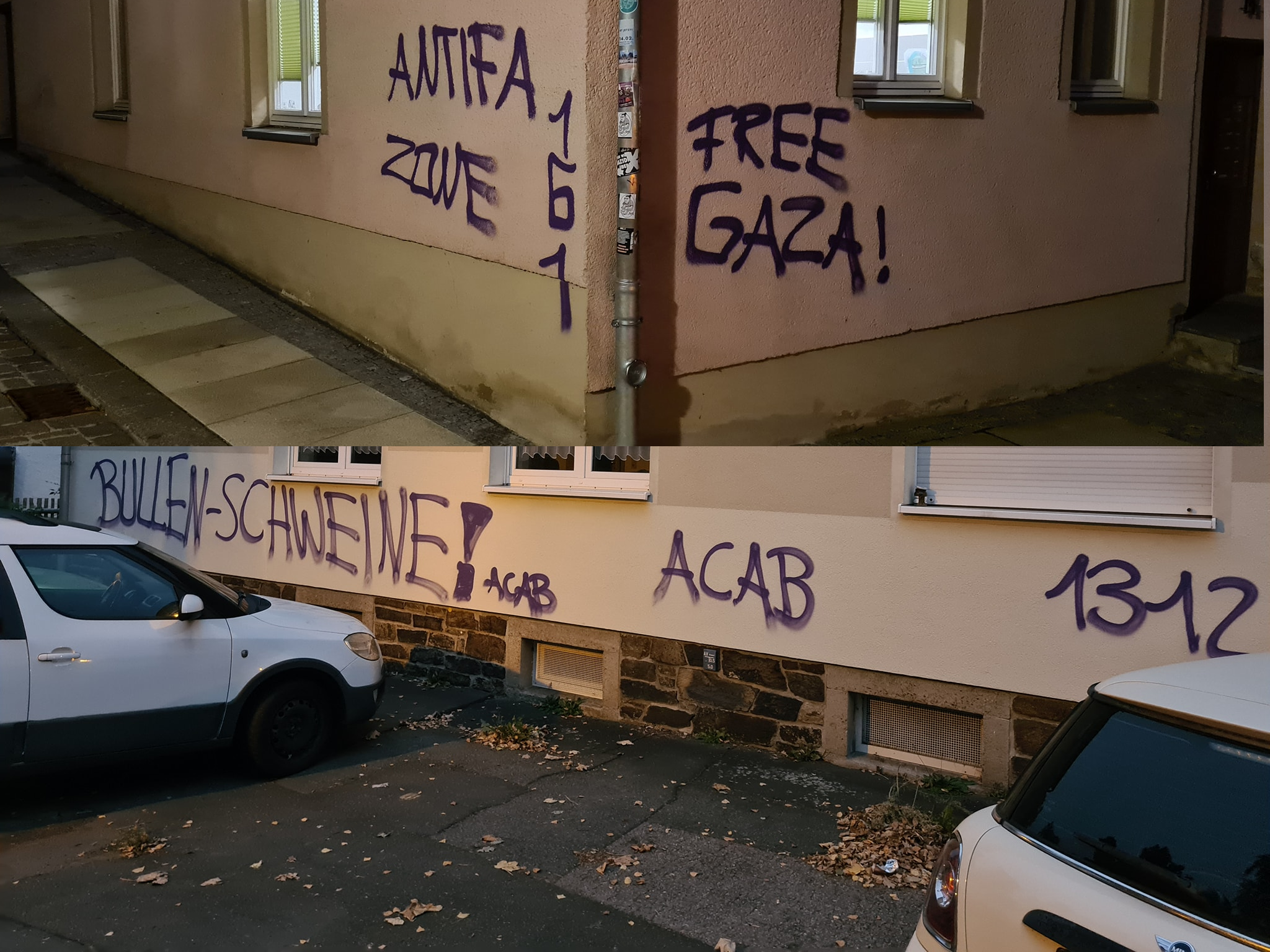 Beschmierte Wände: Antifa, Bullenschweine