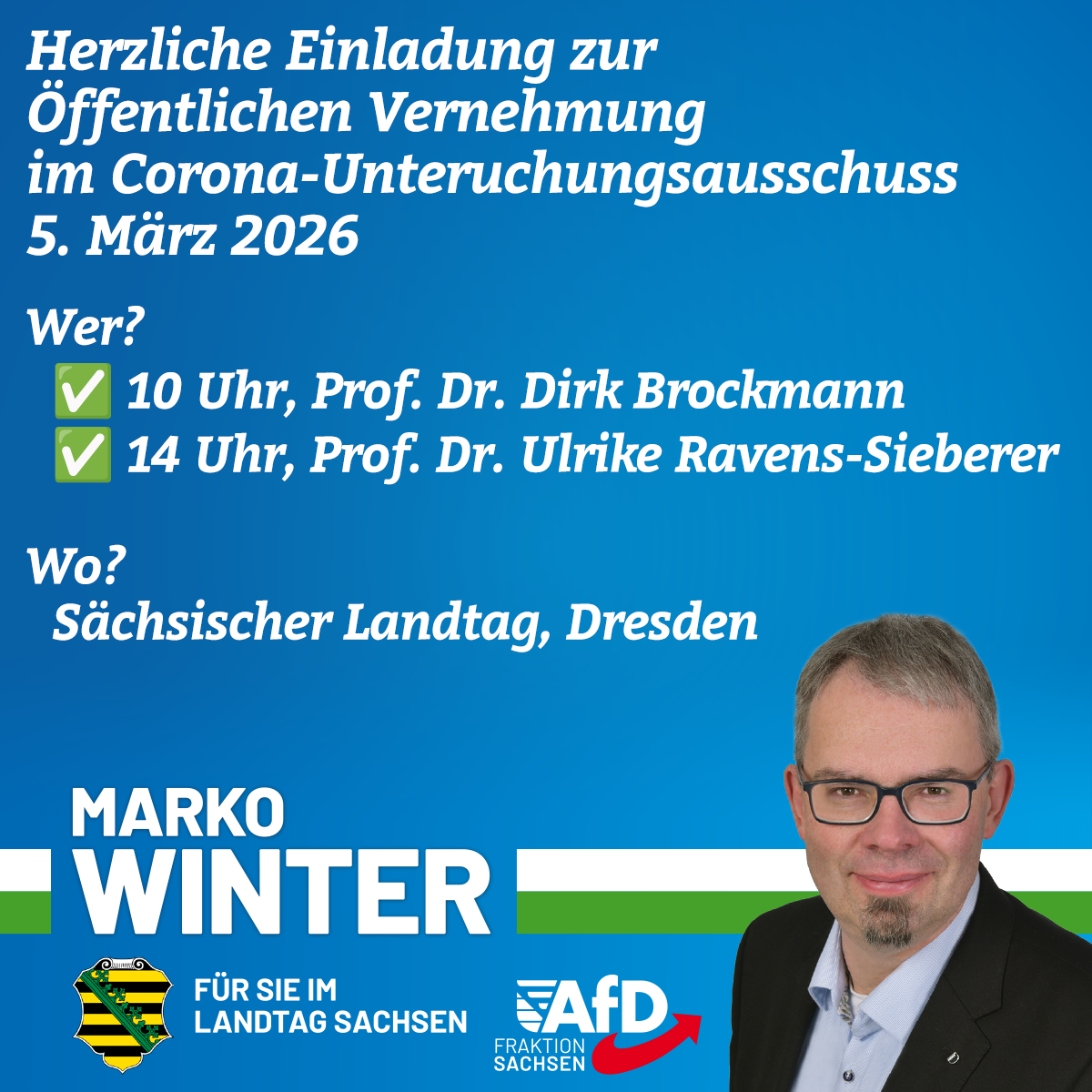 6. März 2026  - Öffentliche Anhörung Corona-Untersuchungsauschuss 